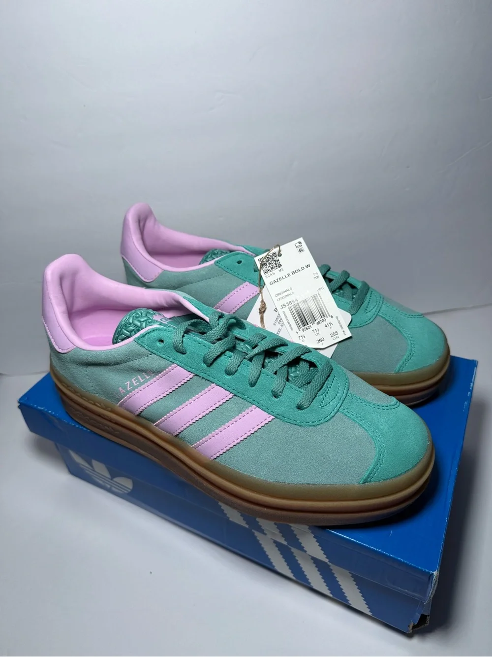 Adidas Gazelle Bold Sneakers Teal / Lilac - Women’s 9 - NWT - Style Code: JS3894